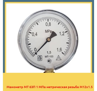 Манометр МТ 63П 1 МПа метрическая резьба М12х1.5 в Павлодаре