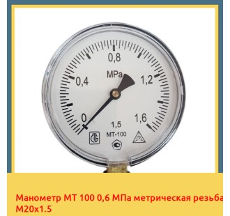 Манометр МТ 100 0,6 МПа метрическая резьба М20х1.5 в Павлодаре