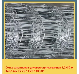 Сетка шарнирная узловая оцинкованная 1,2х50 м d=2,5 мм ТУ 25.11.23.110.001 в Павлодаре